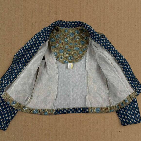 Vintage Quilt 70s Handmade Hippie Patchwork Prairie Button Jacket Fits like XS - Picture 4 of 6